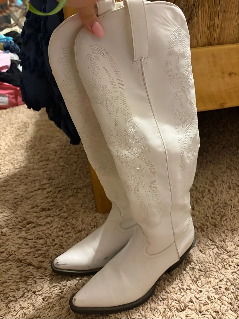 Tall white boots